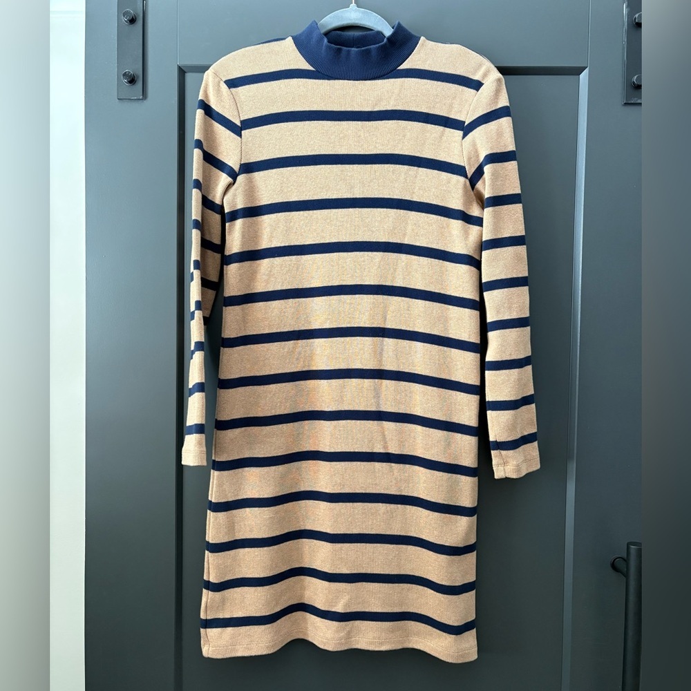 Ann Taylor Navy and Tan Sweater Dress